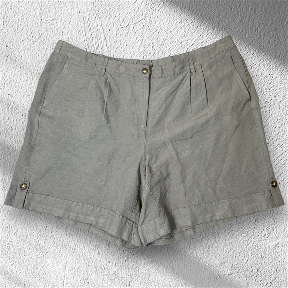J Jill NWT‎ Ladies Size 22 Mid Rise Linen Rayon Shorts in Smoke $64 Breathable - Picture 1 of 10
